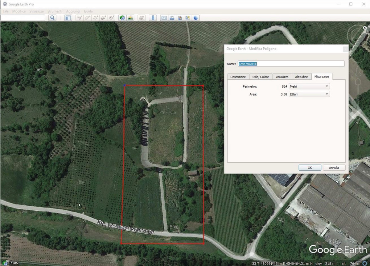 File KMZ ottenuto su Google Earth