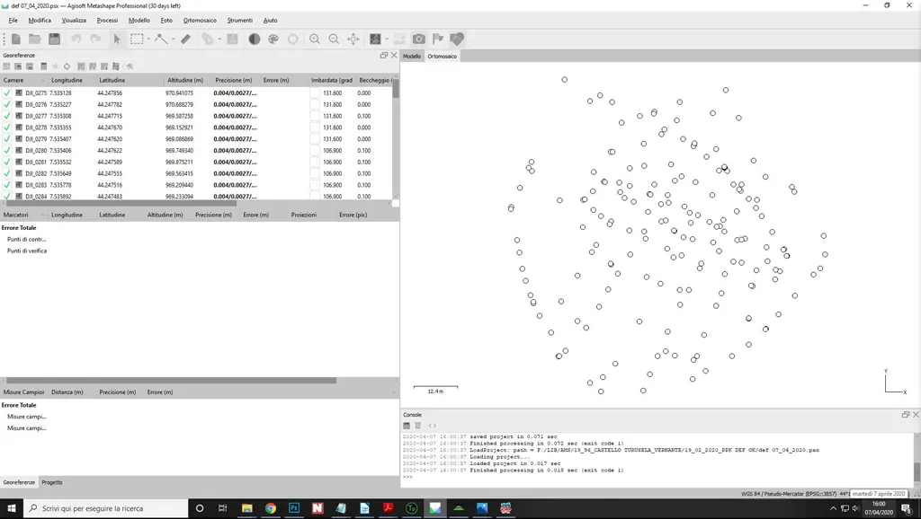 Fig. 12 - Importazione dei dati in metashape