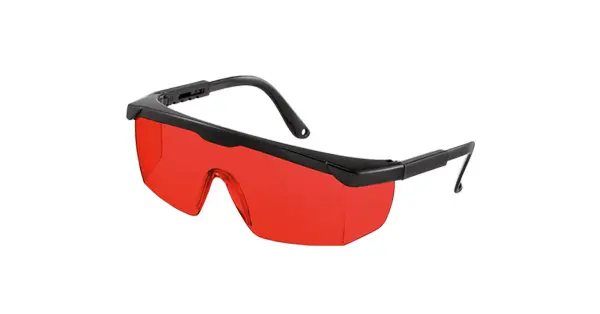 Occhiali ad alta intensità per una migliore visibilità del raggio laser rosso