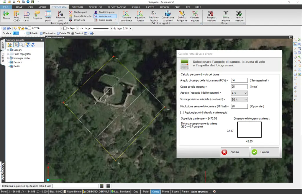 Topografo - missione con il drone