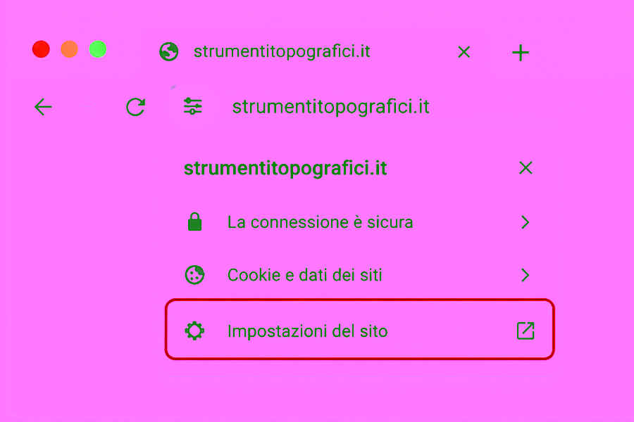 apri le impostazioni strumenti topografici
