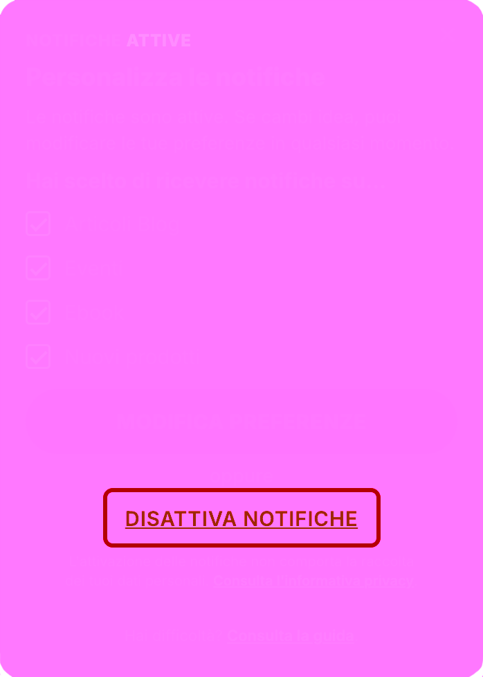 come disattivare le notifiche strumenti topografici