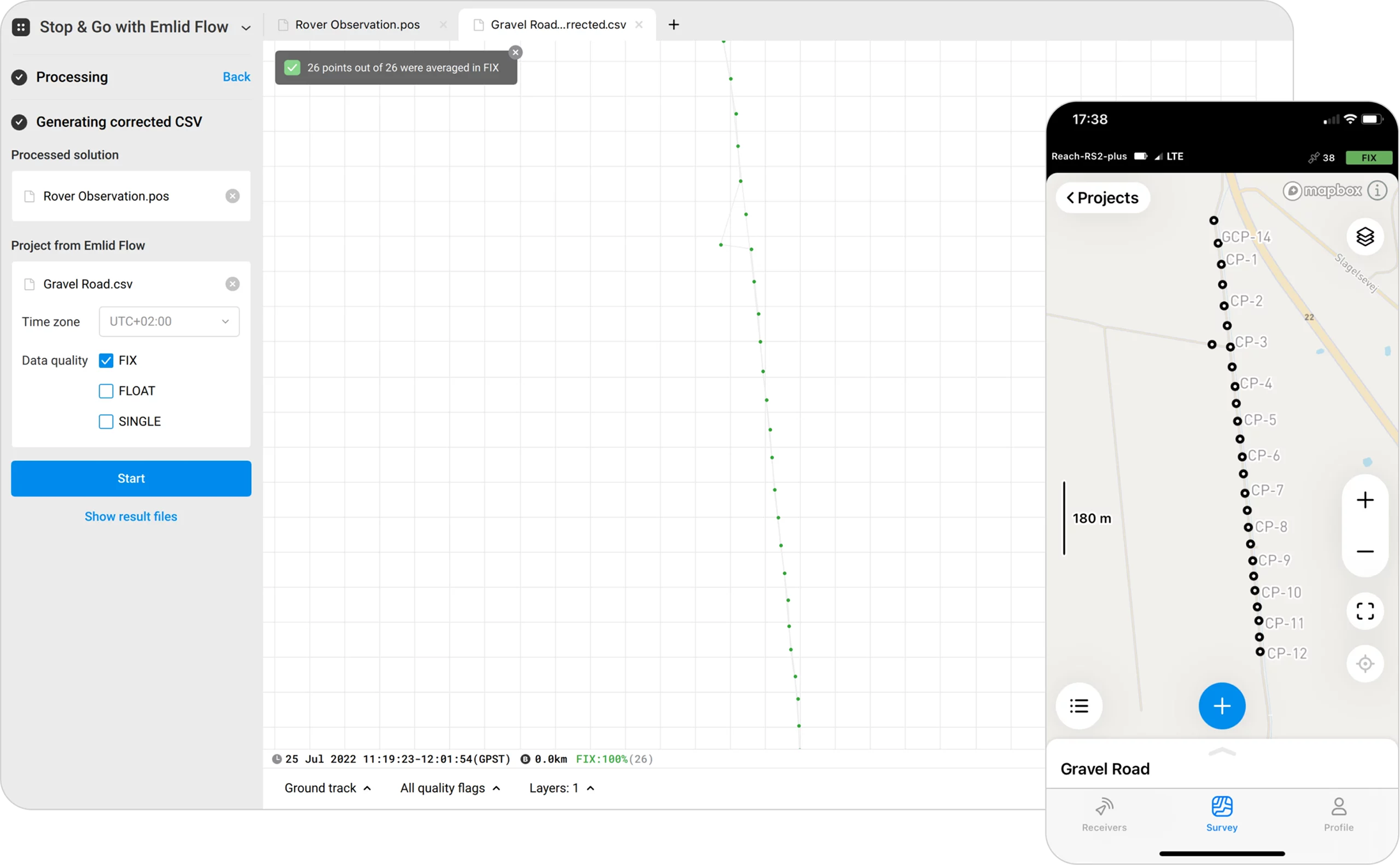 emlid studio funzione stop e go strumenti topografici