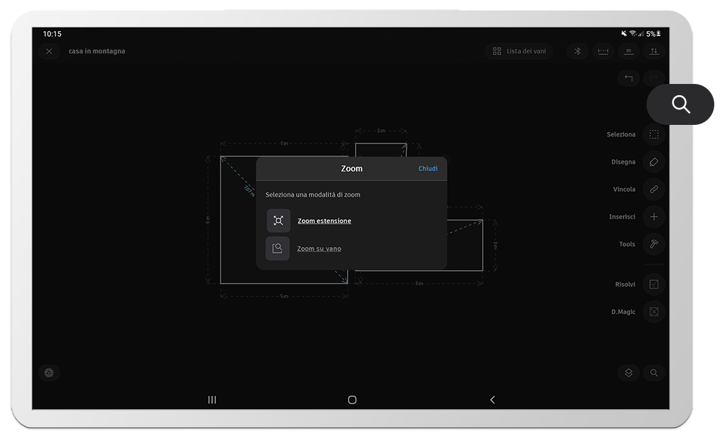 funzioni di zoom software rilievo strumenti topografici