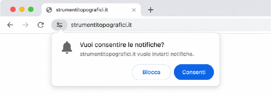 Popup del browser: clicca su Consenti per attivare le notifiche