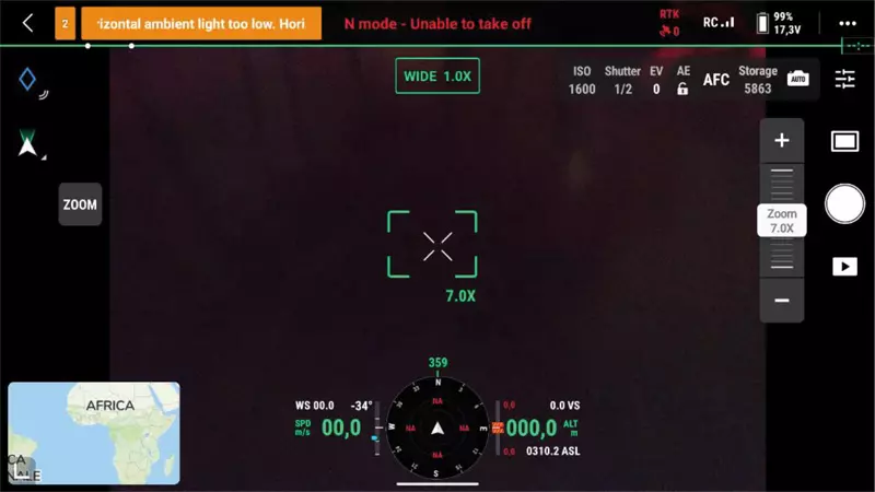 Accesso alla schermata di visione della camera del drone DJI Mavic 3E Enterprise in DJI Pilot 2