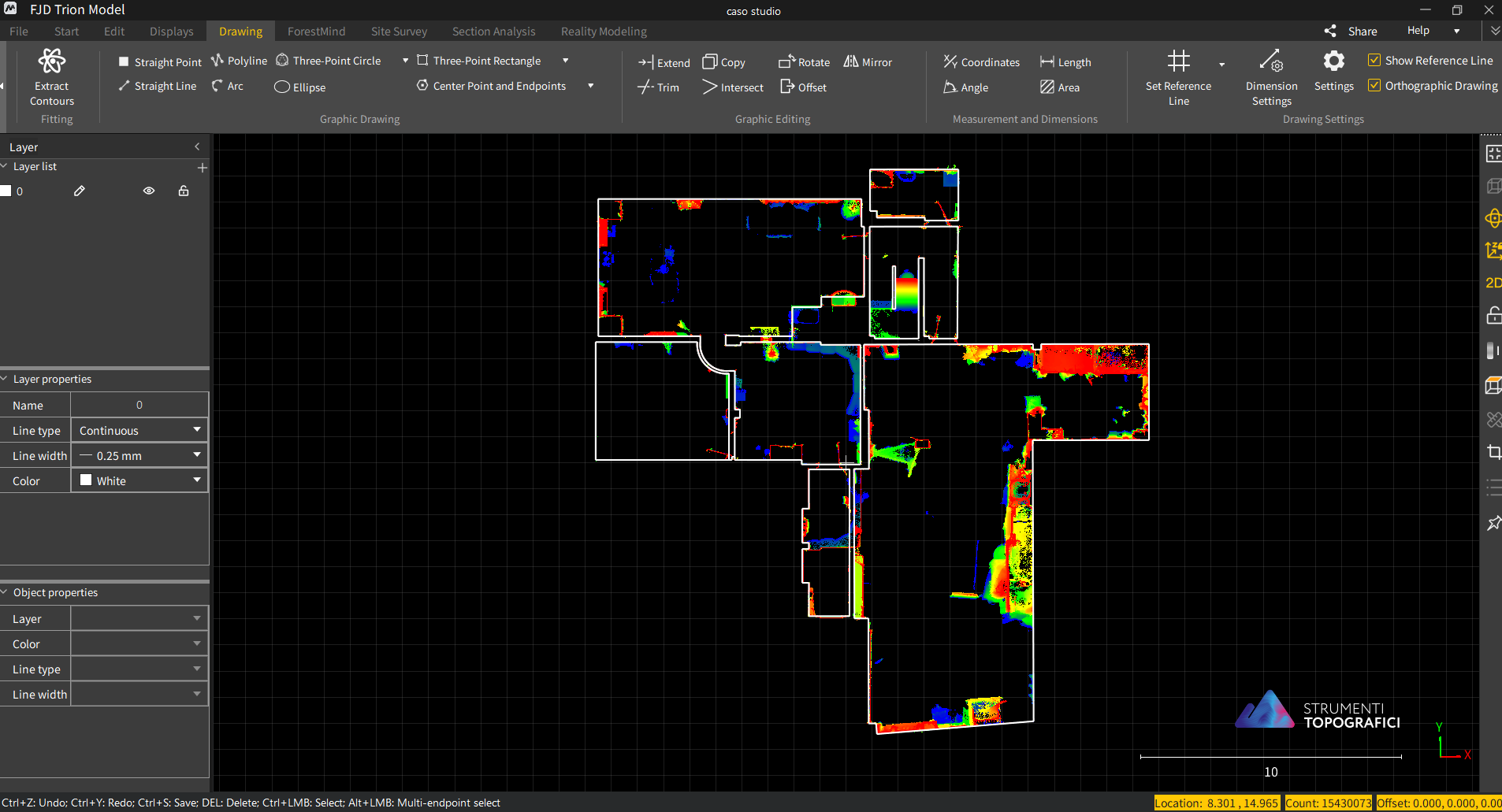 planimetria lucidata realizzata con FJD Trion P2 Strumenti Topografici