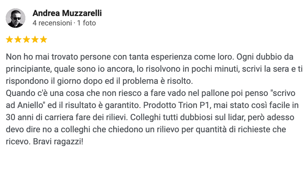 recensione google cliente tre strumenti topografici