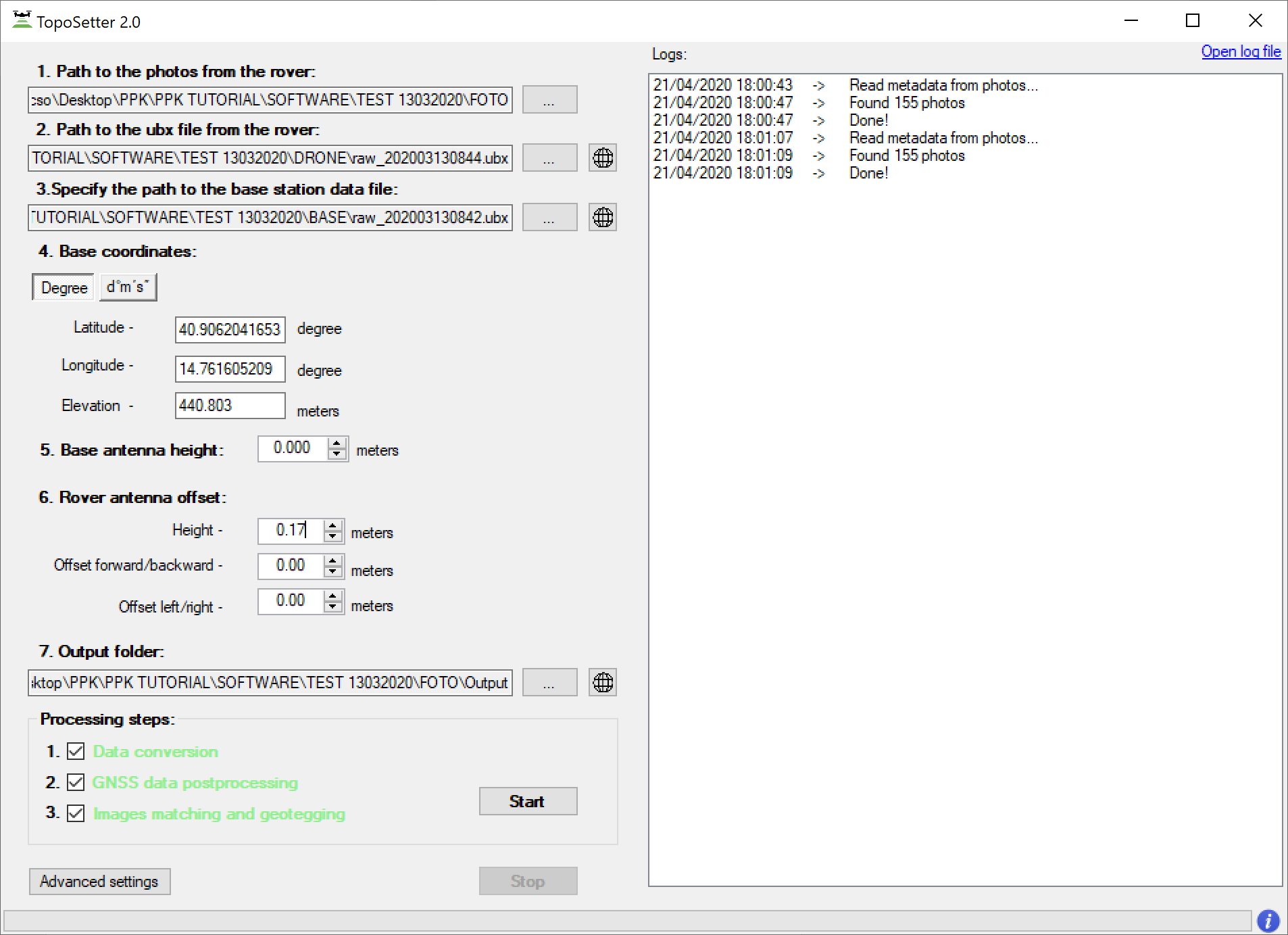Restituzione dati con TopoSetter