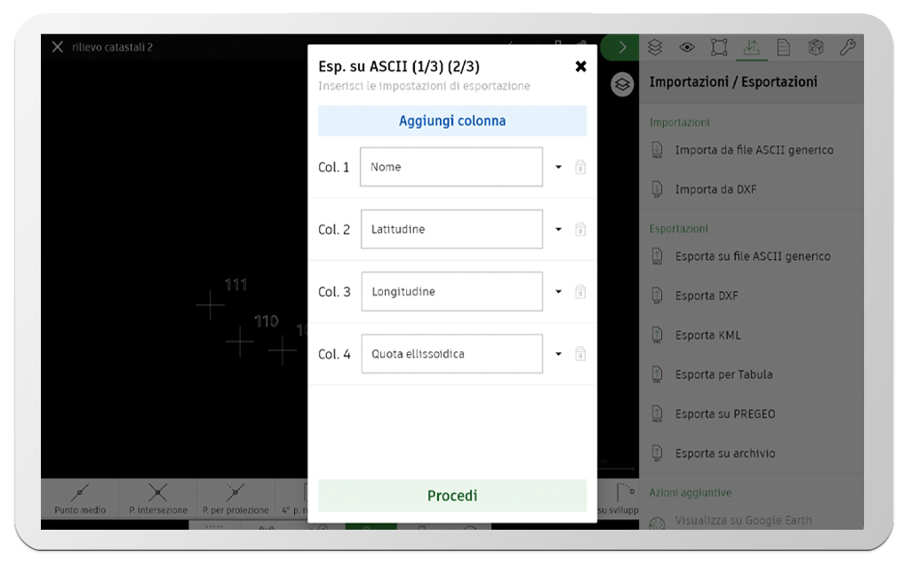 tpad app topografica esportazione dati - strumenti topografici