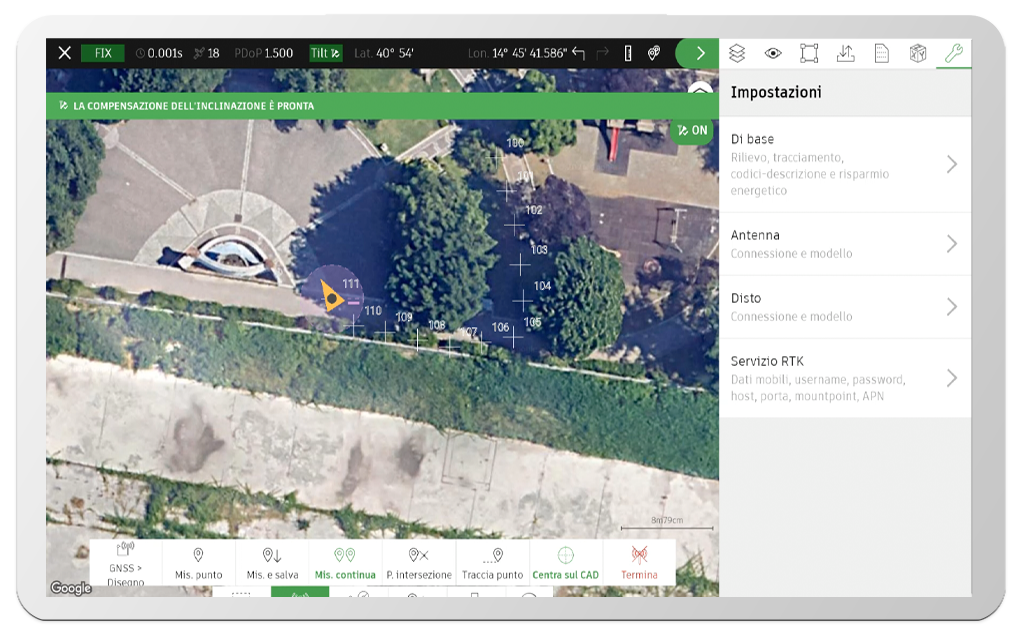 tpad app topografica rilievo continuo - strumenti topografici