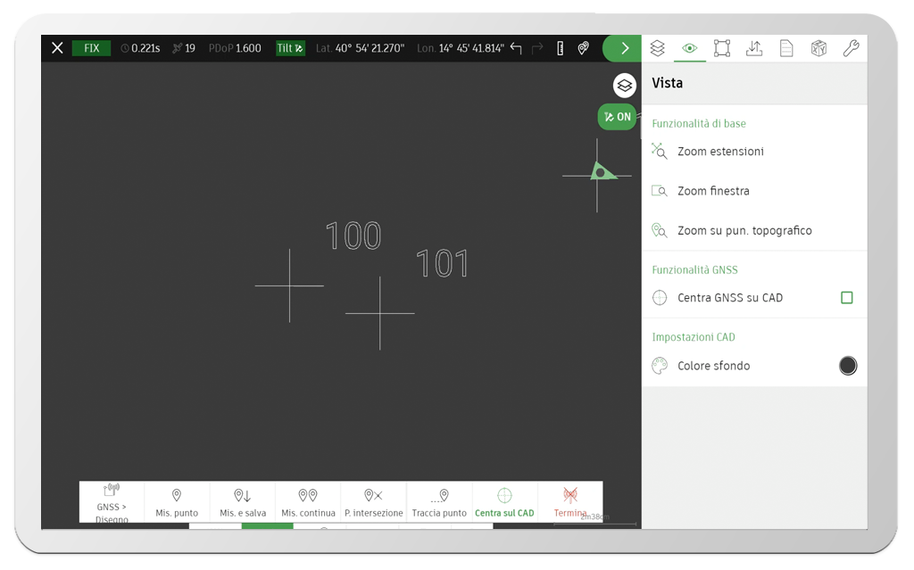 tpad funzioni di zoom - strumenti topograficii