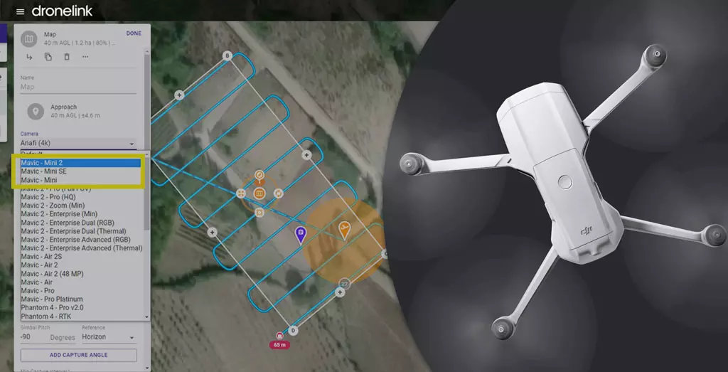 DJI Mini 2 drone ultraleggero per la fotogrammetria