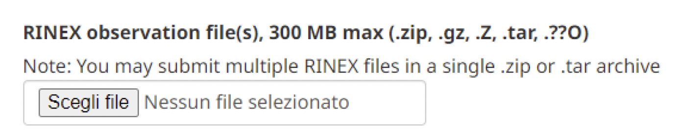 Caricamento del file rinex