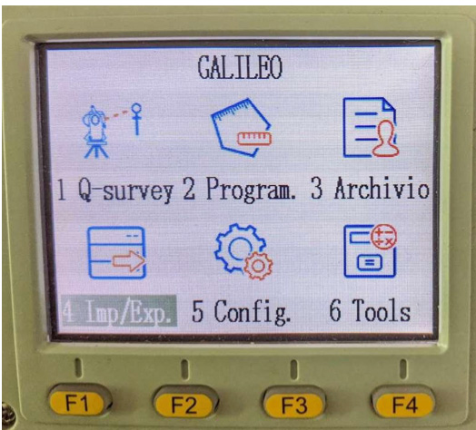 menu import:export Galileo - Stazione totale